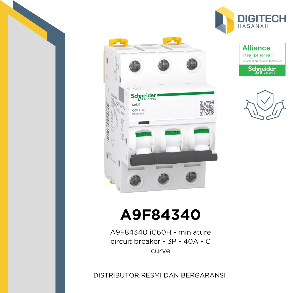 A9F84340  iC60H - miniature circuit breaker - 3P - 40A - C curve