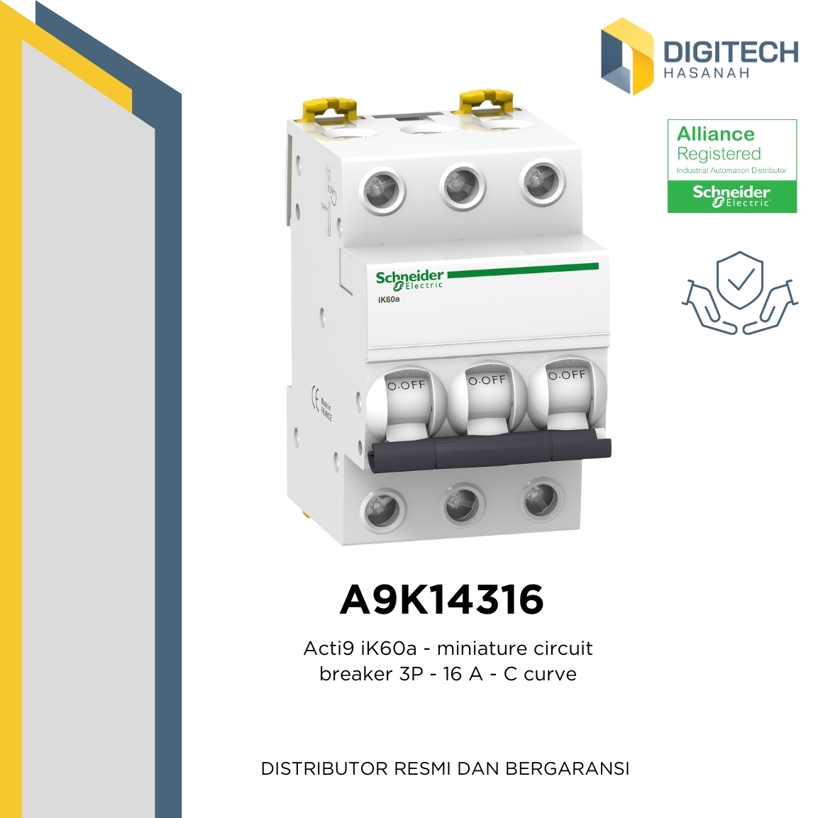 A9K14316  Acti9 iK60a - miniature circuit breaker 3P - 16 A - C curve