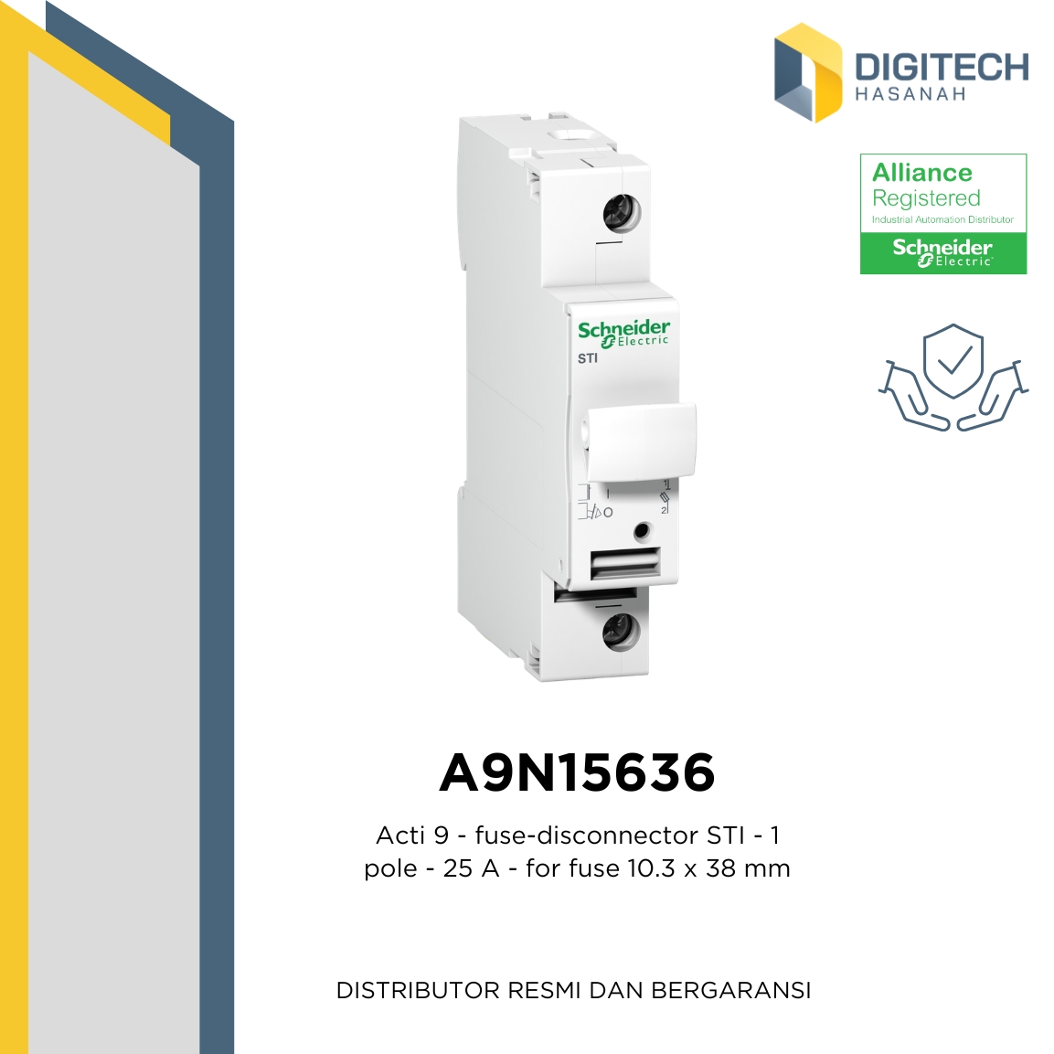 A9N15636 Acti 9 - fuse-disconnector STI - 1 pole - 25 A - for fuse 10.3 x 38 mm