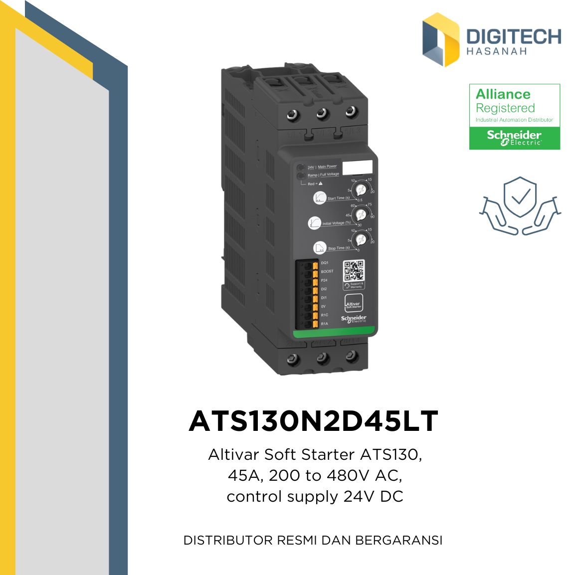 ATS130N2D45LT - Altivar Soft Starter ATS130, 45A, 200 to 480V AC, control supply 24V DC