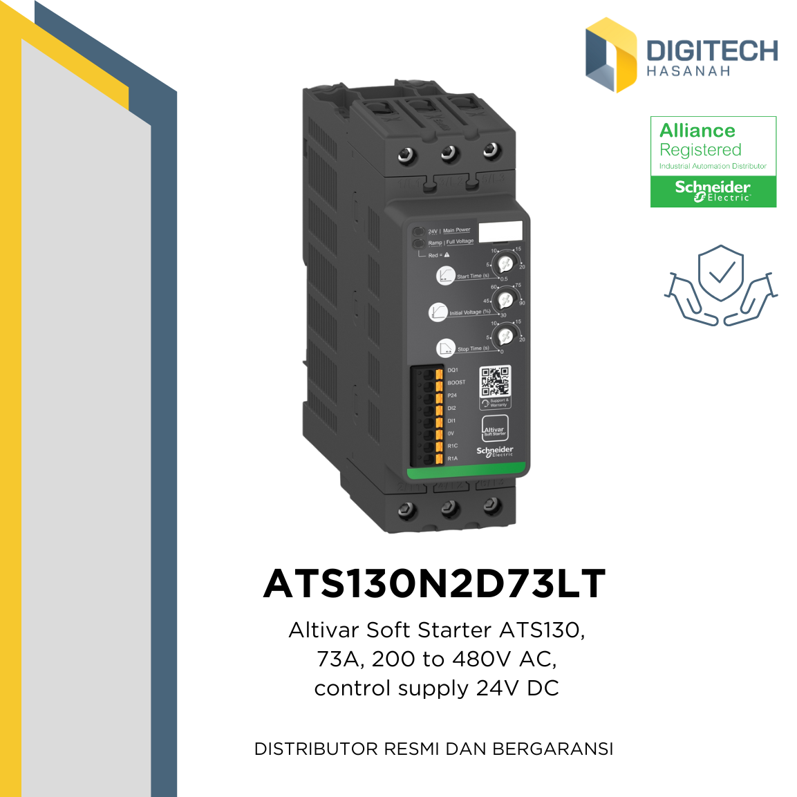 ATS130N2D73LT - Altivar Soft Starter ATS130, 73A, 200 to 480V AC, control supply 24V DC