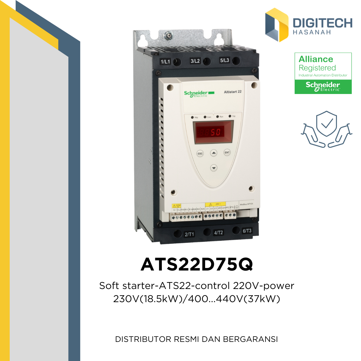 ATS22D75Q - Soft starter-ATS22-control 220V-power 230V(18.5kW)/400...440V(37kW)