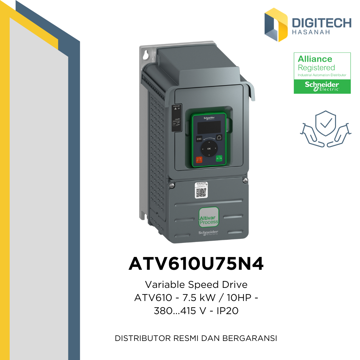 ATV610U75N4 Variable Speed Drive ATV610 - 7.5 kW / 10HP - 380...415 V - IP20