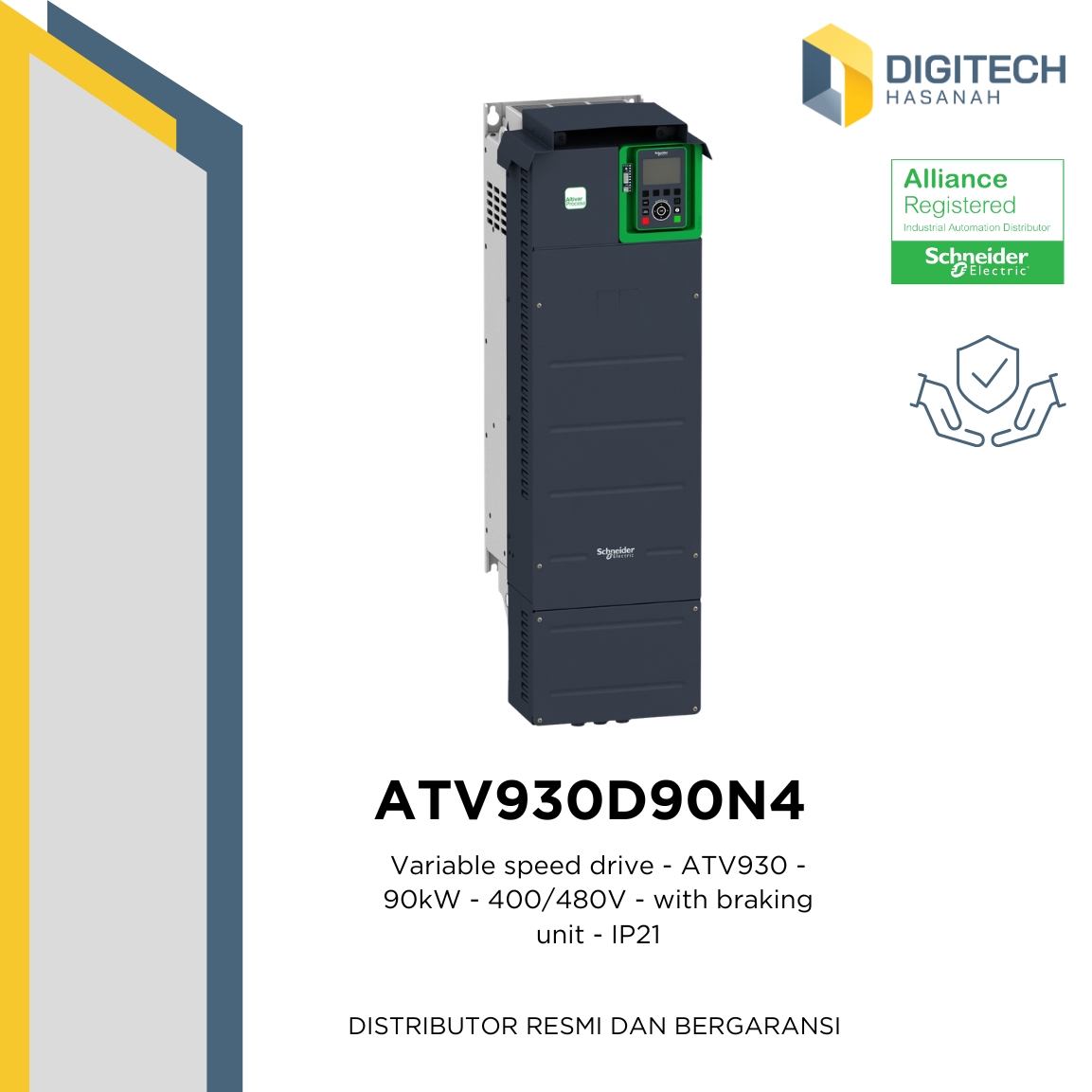 ATV930D90N4  Variable speed drive - ATV930 - 90kW - 400/480V - with braking unit - IP21