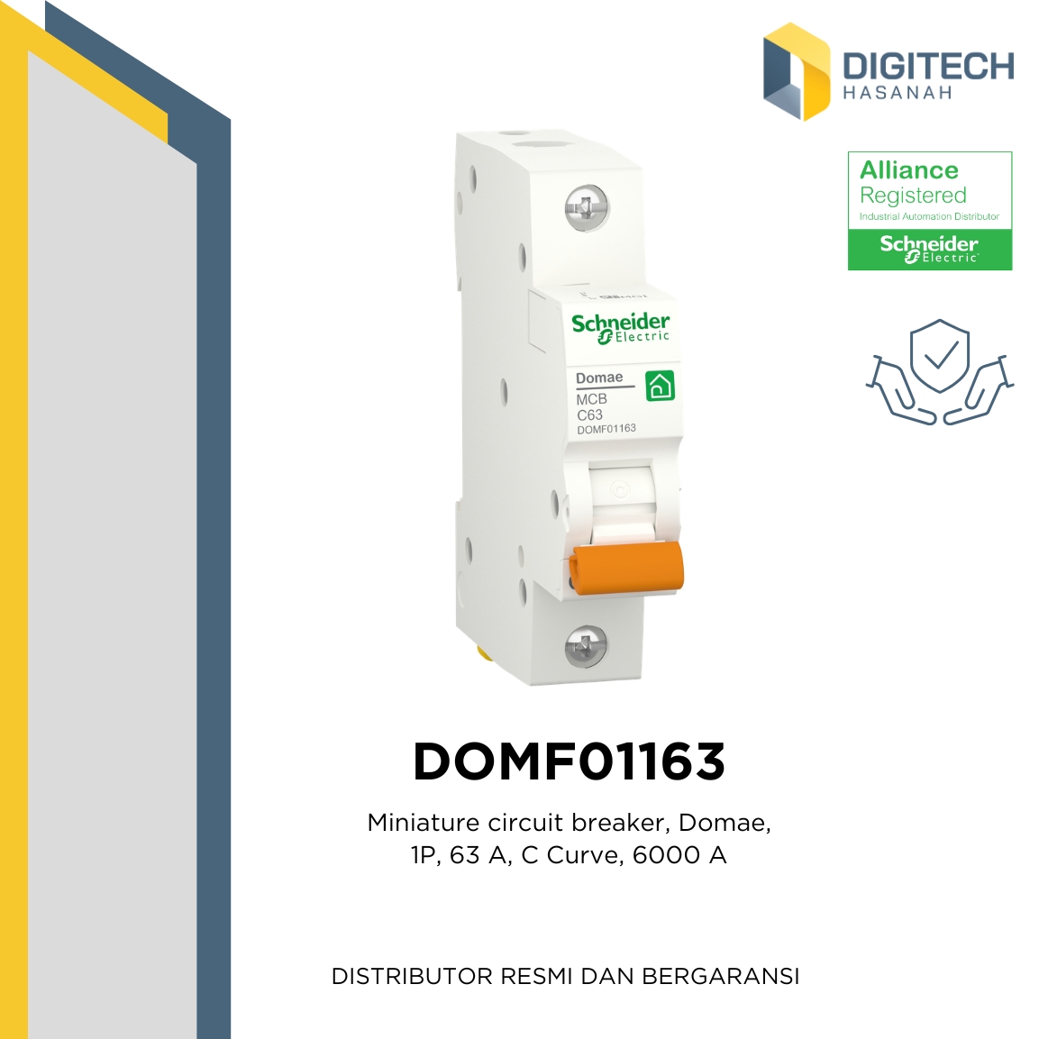 DOMF01163 Miniature circuit breaker, Domae, 1P, 63 A, C Curve, 6000 A