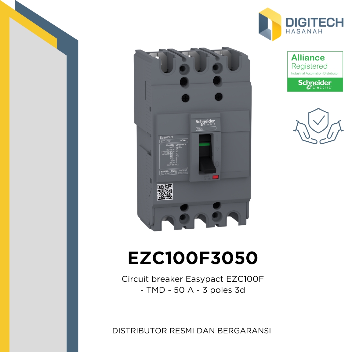 EZC100F3050 Circuit breaker Easypact EZC100F - TMD - 50 A - 3 poles 3d
