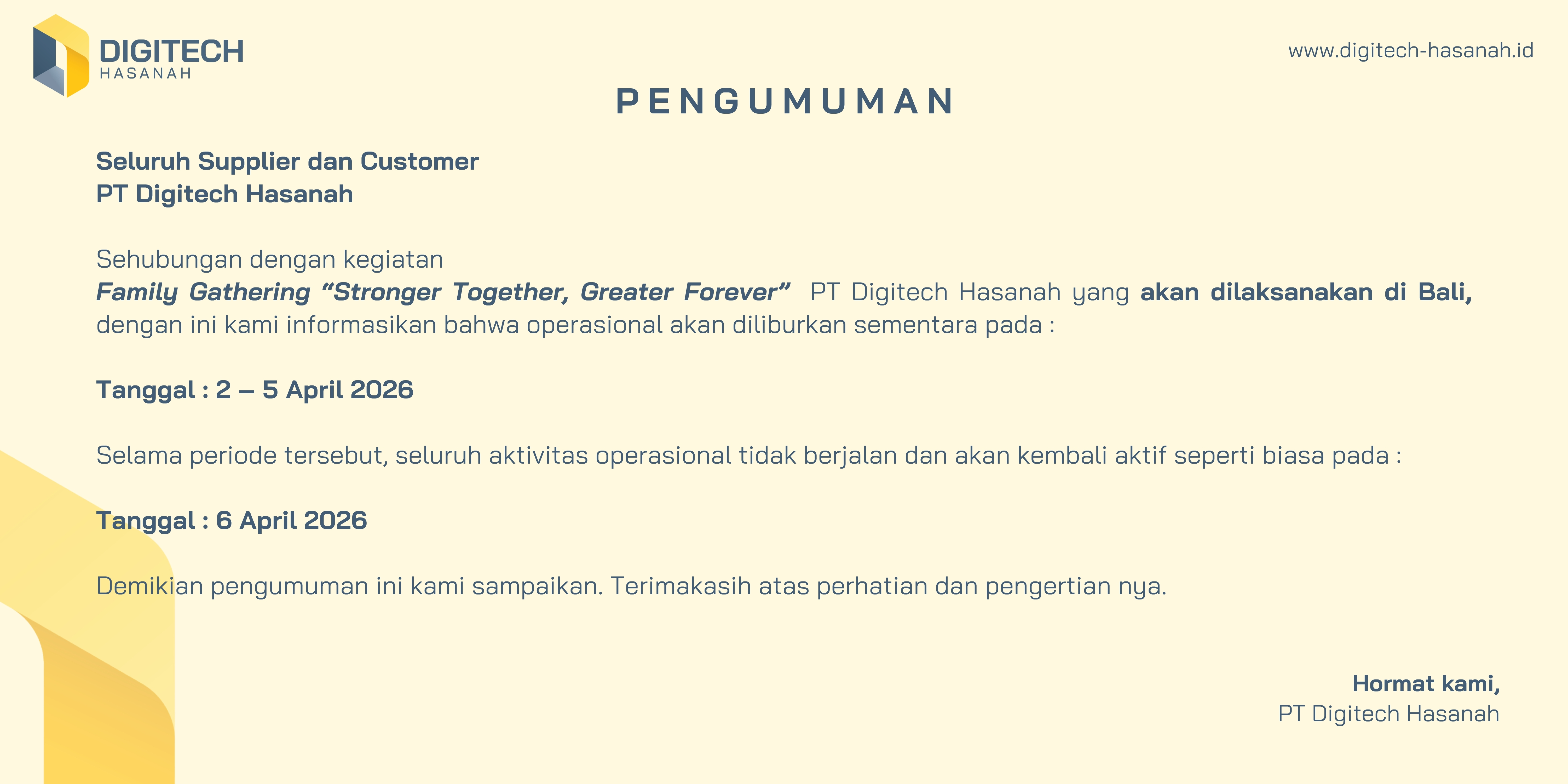 Info Libur Family Gathering 2026