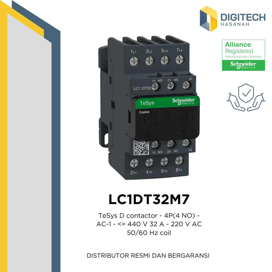 LC1DT32M7 TeSys D contactor - 4P(4 NO) - AC-1 - <= 440 V 32 A - 220 V AC 50/60 Hz coil