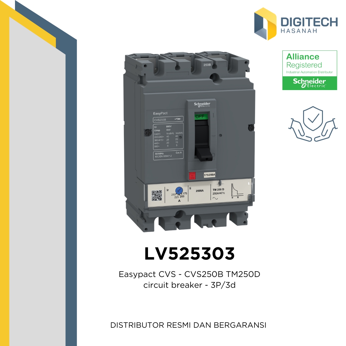 LV525303 Easypact CVS - CVS250B TM250D circuit breaker - 3P/3d