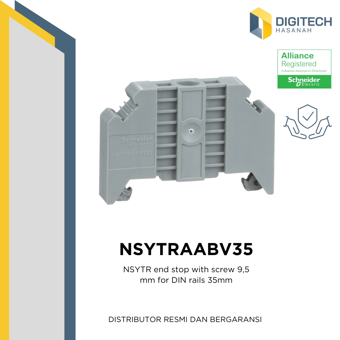 NSYTRAABV35 NSYTR end stop with screw 9,5 mm for DIN rails 35mm