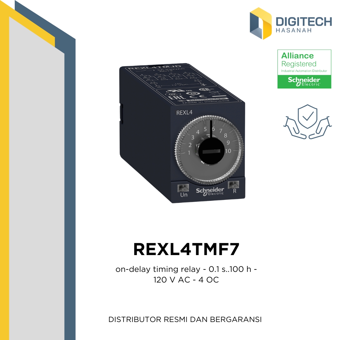 REXL4TMF7 on-delay timing relay - 0.1 s..100 h - 120 V AC - 4 OC