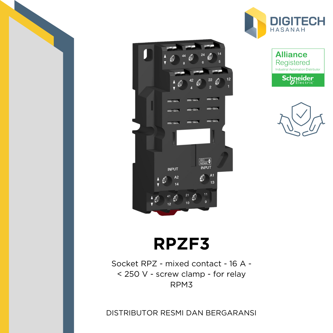 RPZF3 - Socket RPZ - mixed contact - 16 A - < 250 V - screw clamp - for relay RPM3