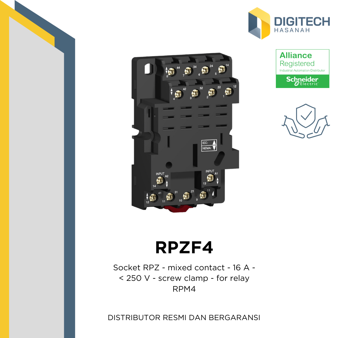 RPZF4 - Socket RPZ - mixed contact - 16 A - < 250 V - screw clamp - for relay RPM4