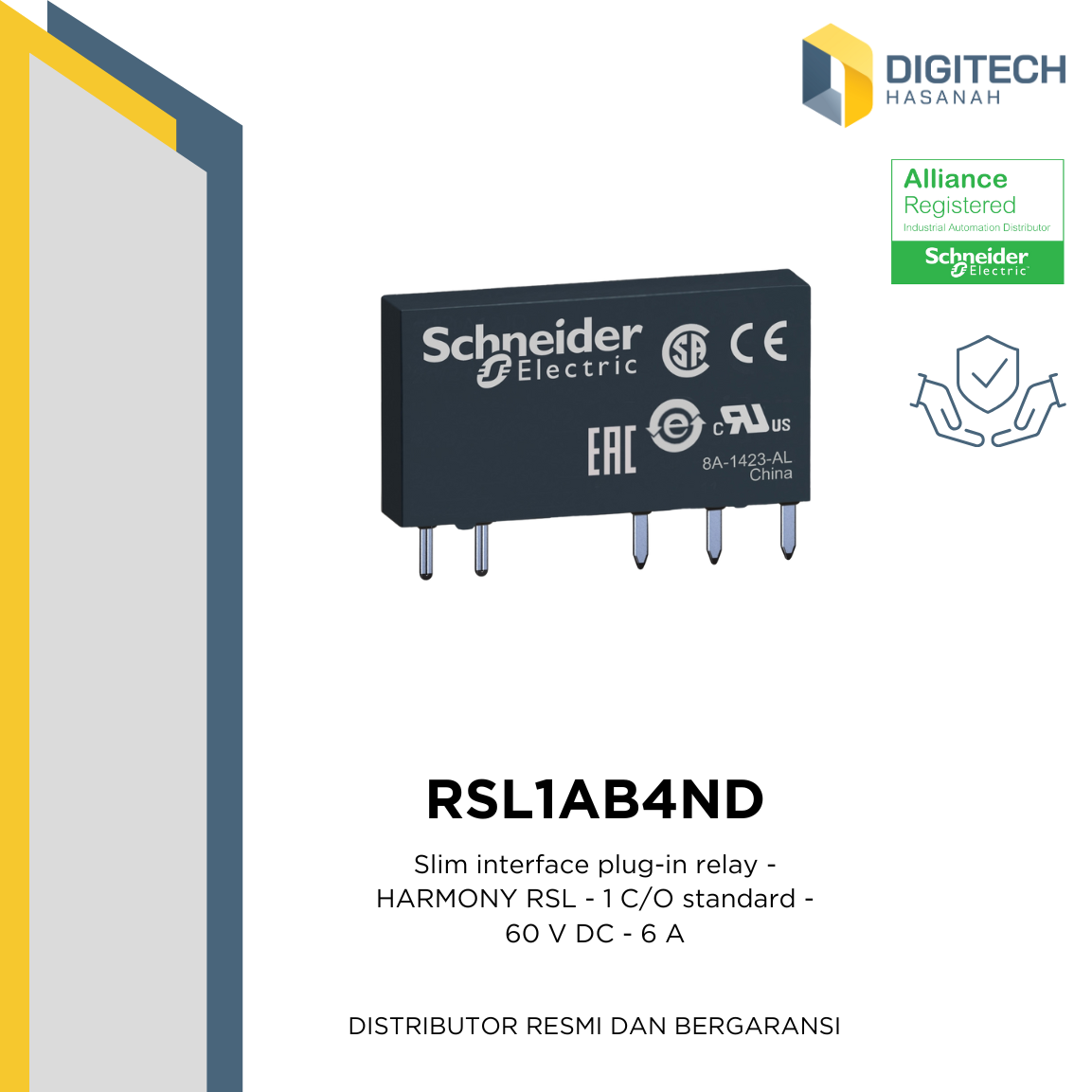 RSL1AB4ND - Slim interface plug-in relay - HARMONY RSL - 1 C/O standard - 60 V DC - 6 A
