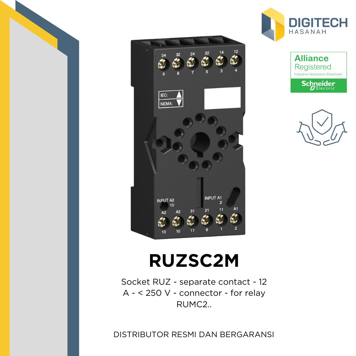 RUZSC2M - Socket RUZ - separate contact - 12 A - < 250 V - connector - for relay RUMC2..