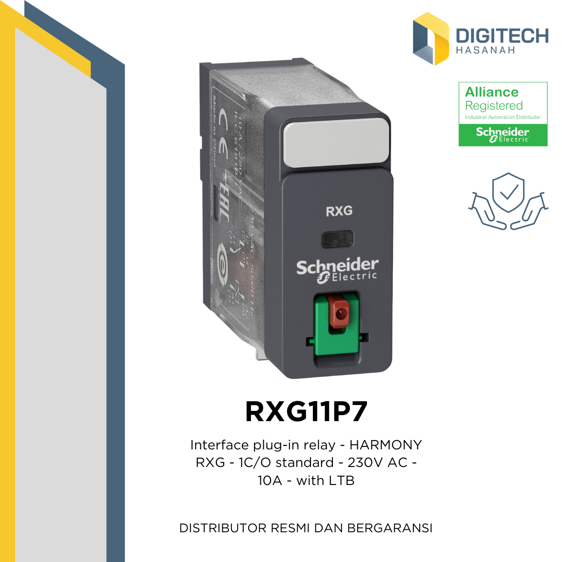 RXG11P7 - Interface plug-in relay - HARMONY RXG - 1C/O standard - 230V AC - 10A - with LTB (10 Pcs)
