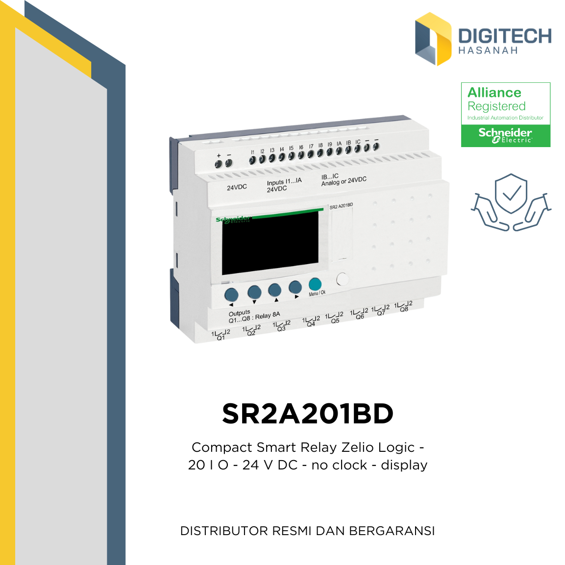 SR2A201BD - Compact Smart Relay Zelio Logic - 20 I O - 24 V DC - no clock - display