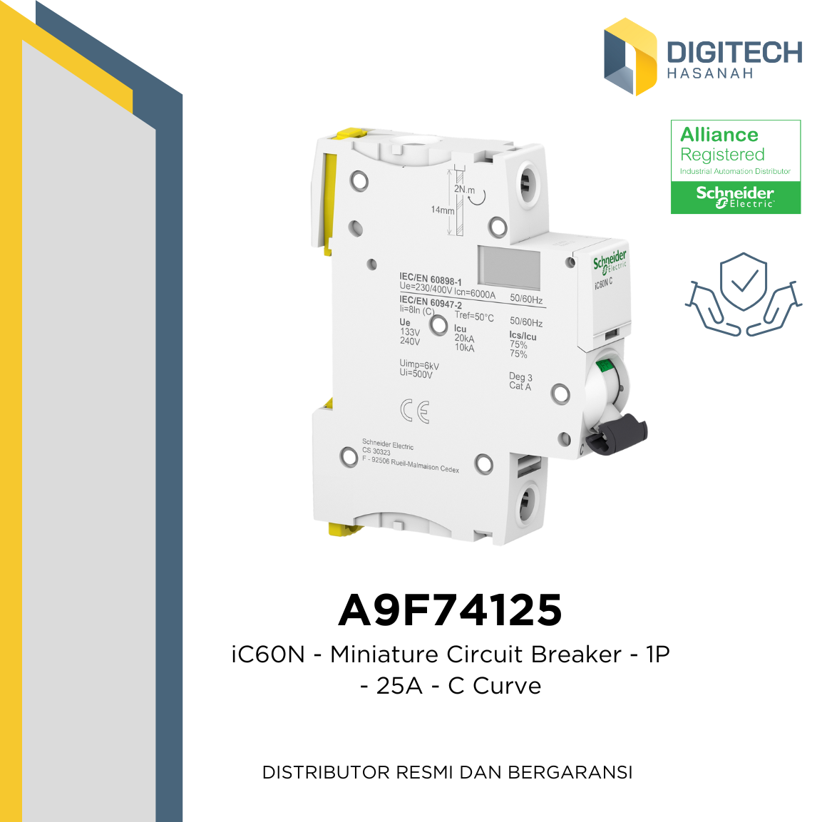 A9F74125 iC60N - Miniature Circuit Breaker - 1P - 25A - C Curve