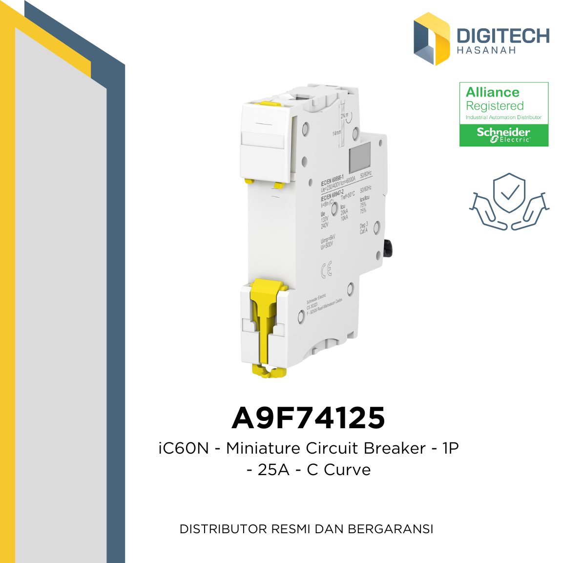 A9F74125 iC60N - Miniature Circuit Breaker - 1P - 25A - C Curve