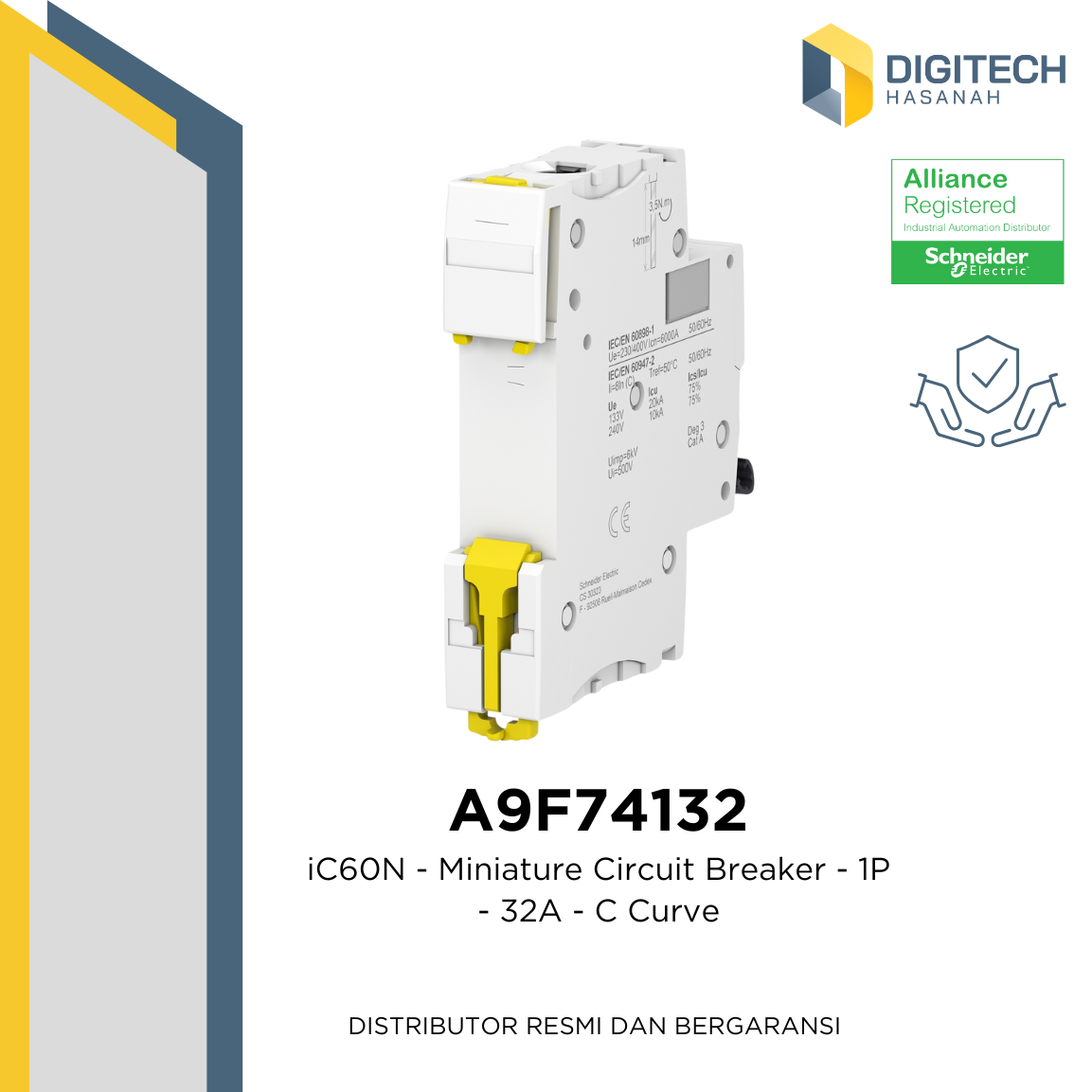 A9F74132 iC60N - Miniature Circuit Breaker - 1P - 32A - C Curve