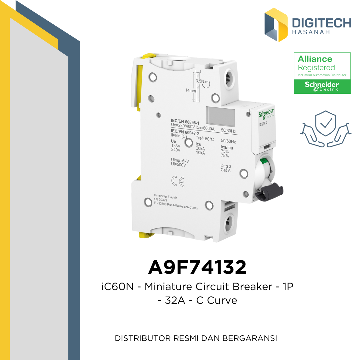 A9F74132 iC60N - Miniature Circuit Breaker - 1P - 32A - C Curve