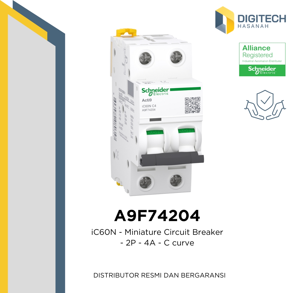 A9F74204 - iC60N - Miniature Circuit Breaker - 2P - 4A - C curve
