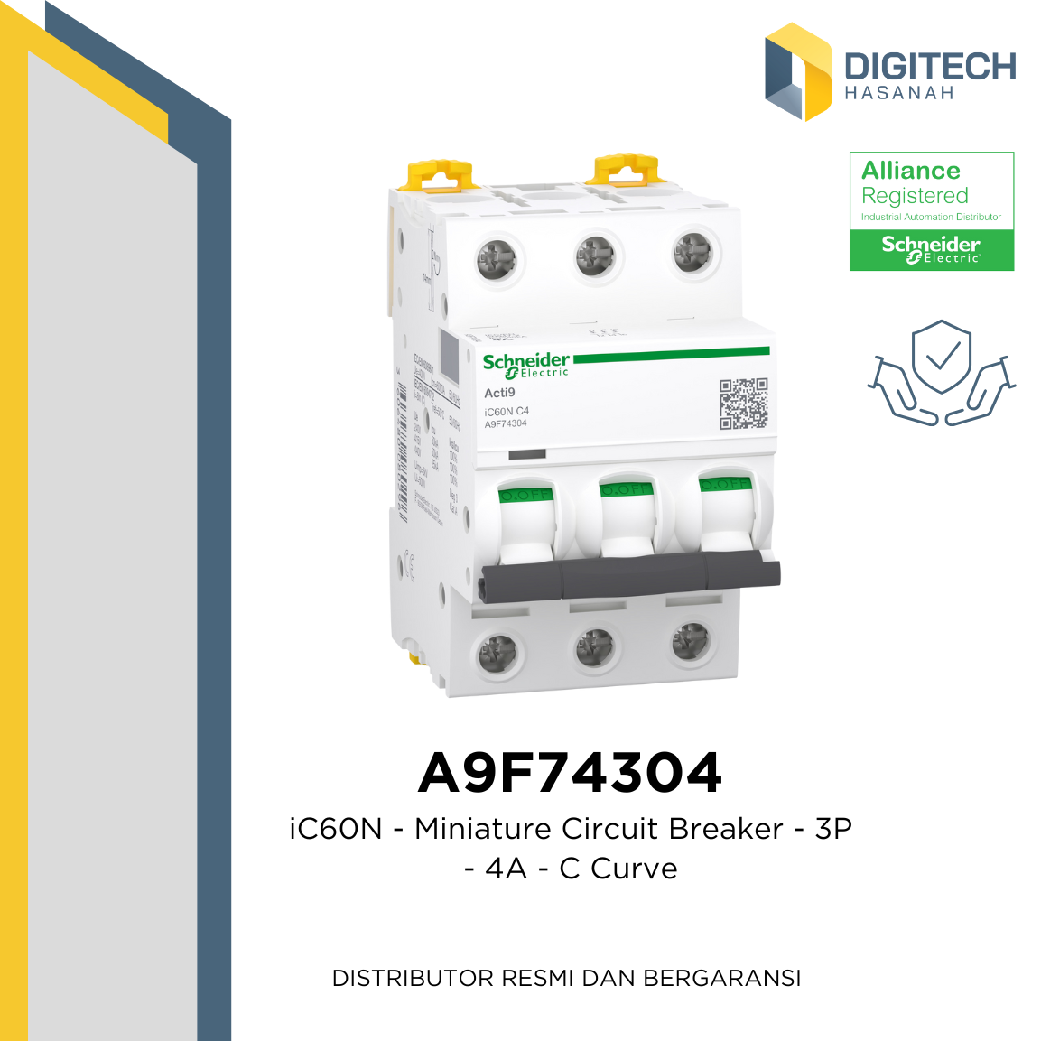 A9F74304 iC60N - Miniature Circuit Breaker - 3P - 4A - C Curve