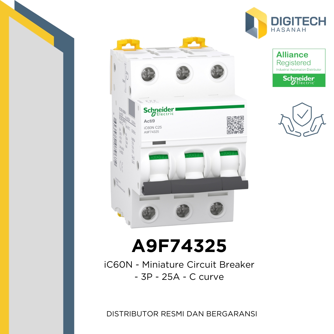 A9F74325 - iC60N - Miniature Circuit Breaker - 3P - 25A - C curve