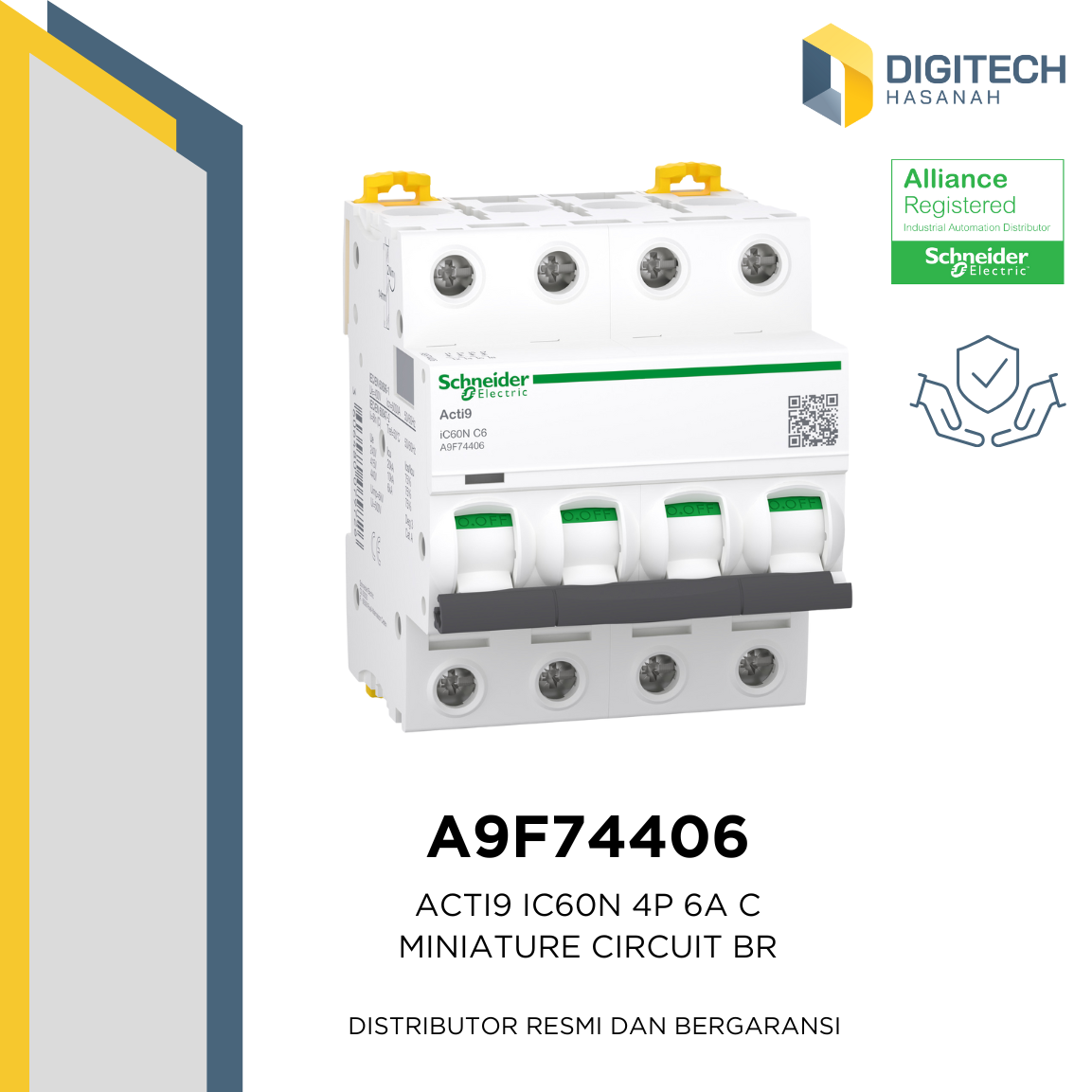 A9F74406 MCB Acti 9 iC60N C Curve 4P 6A Schneider Electric
