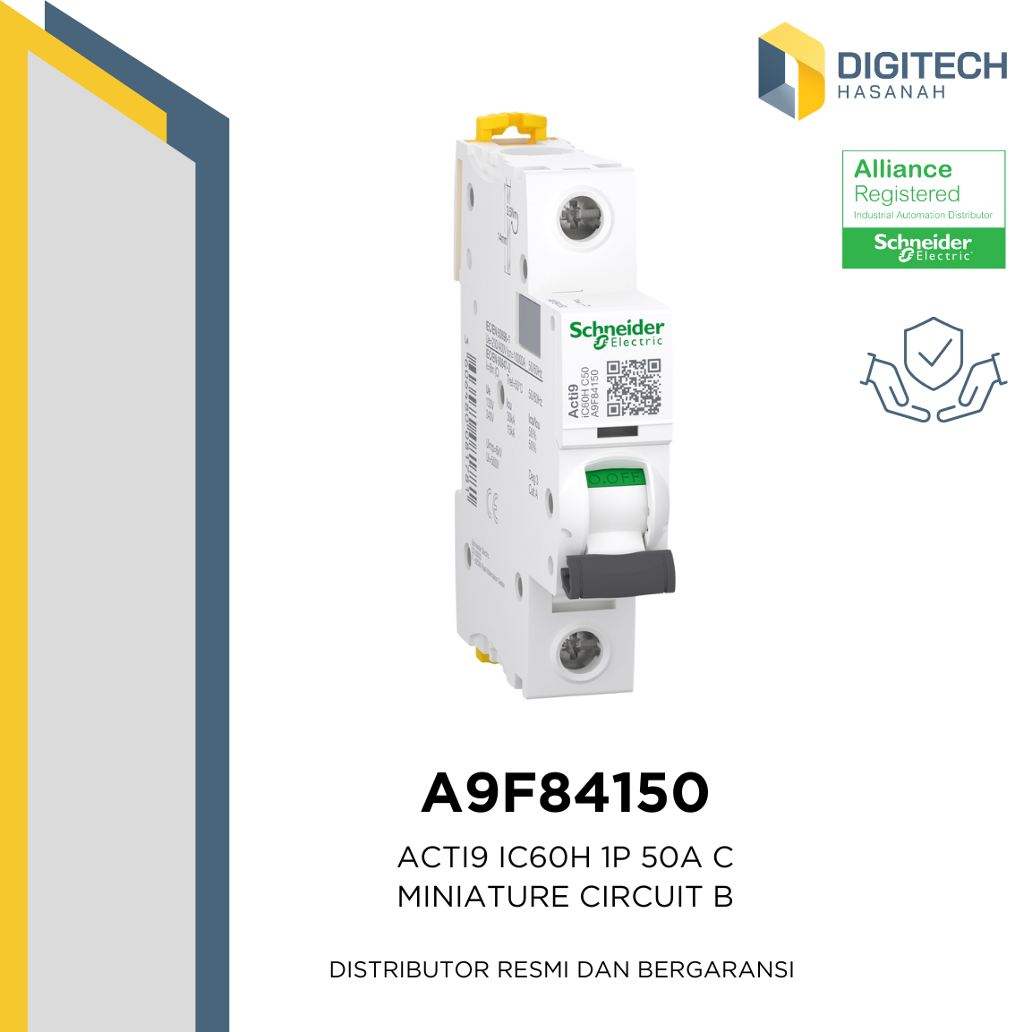 A9F84150 Acti9 iC60H MCB 1P 50A C Curve Schneider Electric