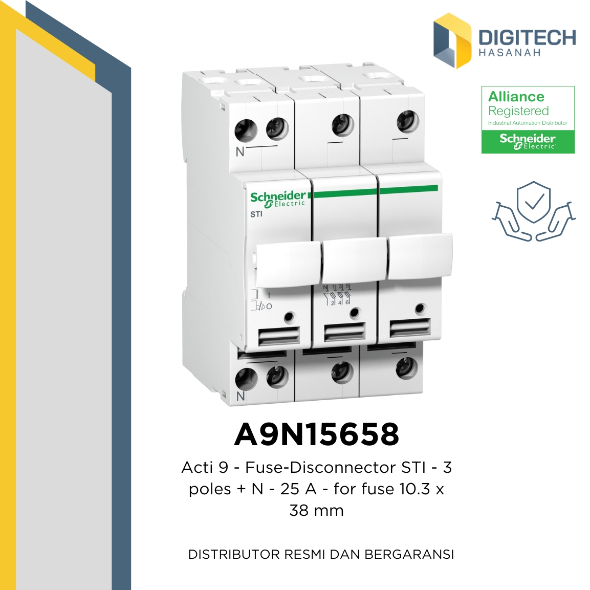 A9N15658 - Acti 9 - Fuse-Disconnector STI - 3 poles + N - 25 A - for fuse 10.3 x 38 mm
