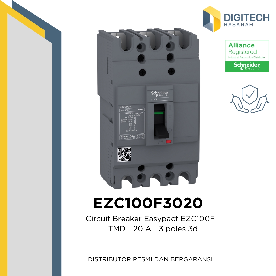 EZC100F3020 - Circuit Breaker Easypact EZC100F - TMD - 20 A - 3 poles 3d