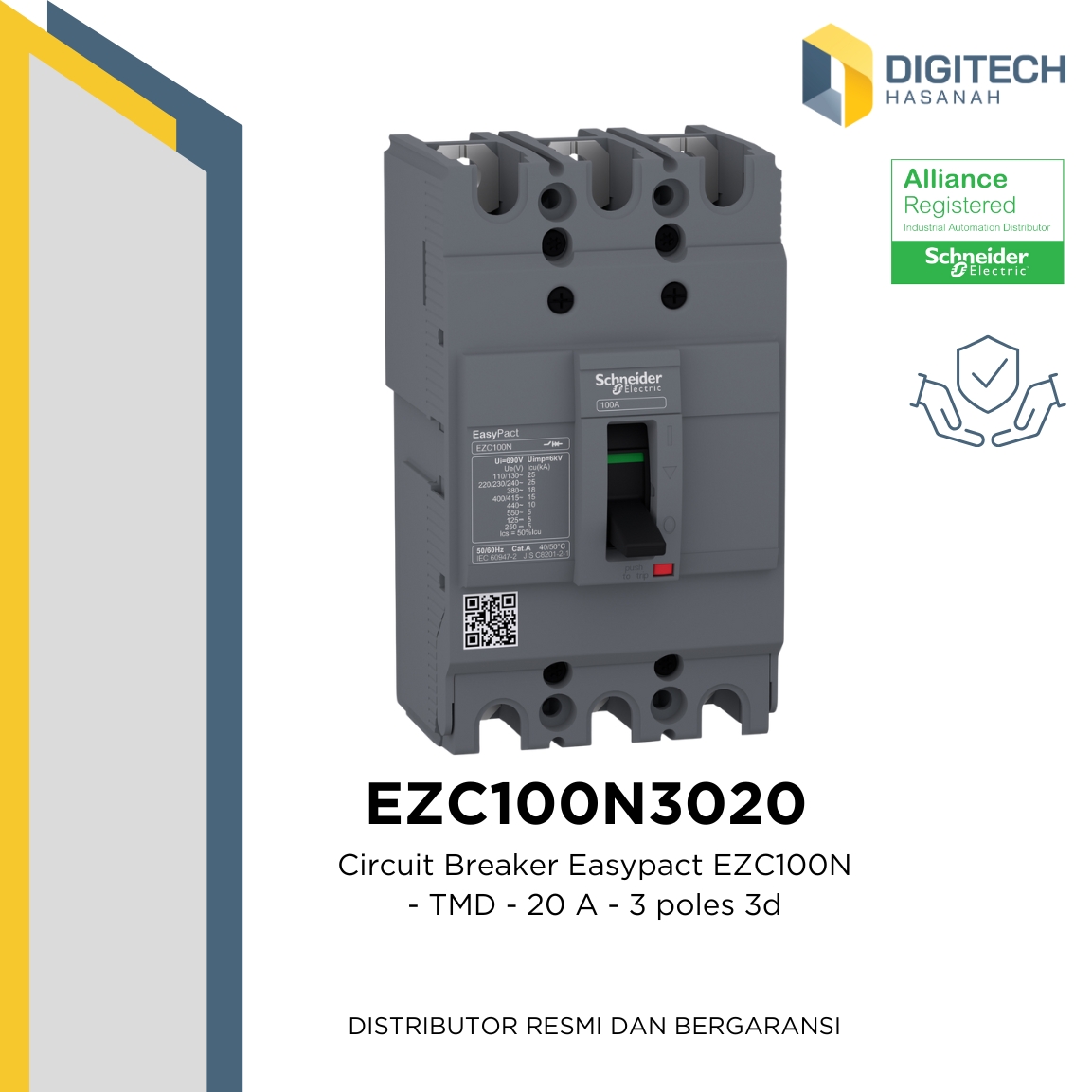 EZC100N3020 - Circuit Breaker Easypact EZC100N - TMD - 20 A - 3 poles 3d