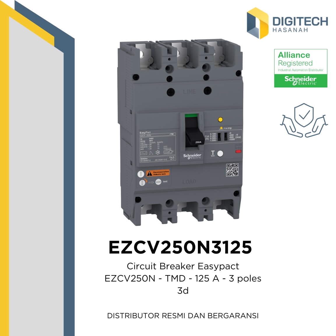 EZCV250N3125 - Circuit Breaker Easypact EZCV250N - TMD - 125 A - 3 poles 3d