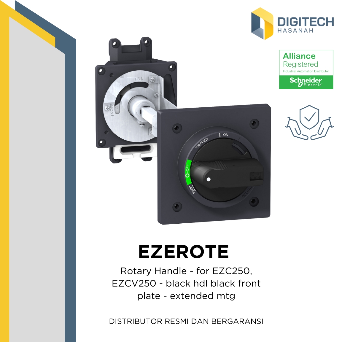 EZEROTE - Rotary Handle - for EZC250, EZCV250 - black hdl black front plate - extended mtg