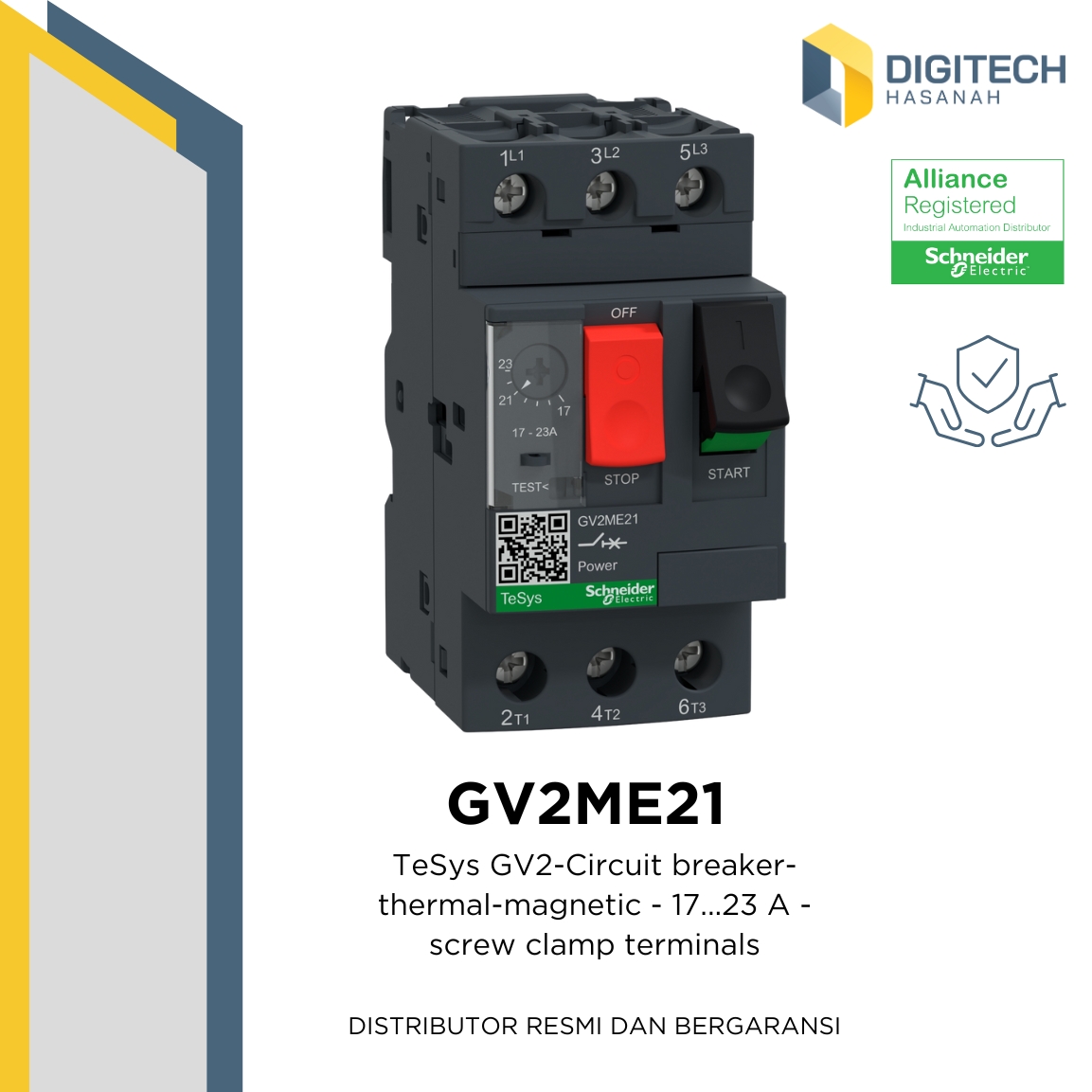 GV2ME21 - TeSys GV2-Circuit breaker-thermal-magnetic - 17...23 A - screw clamp terminals