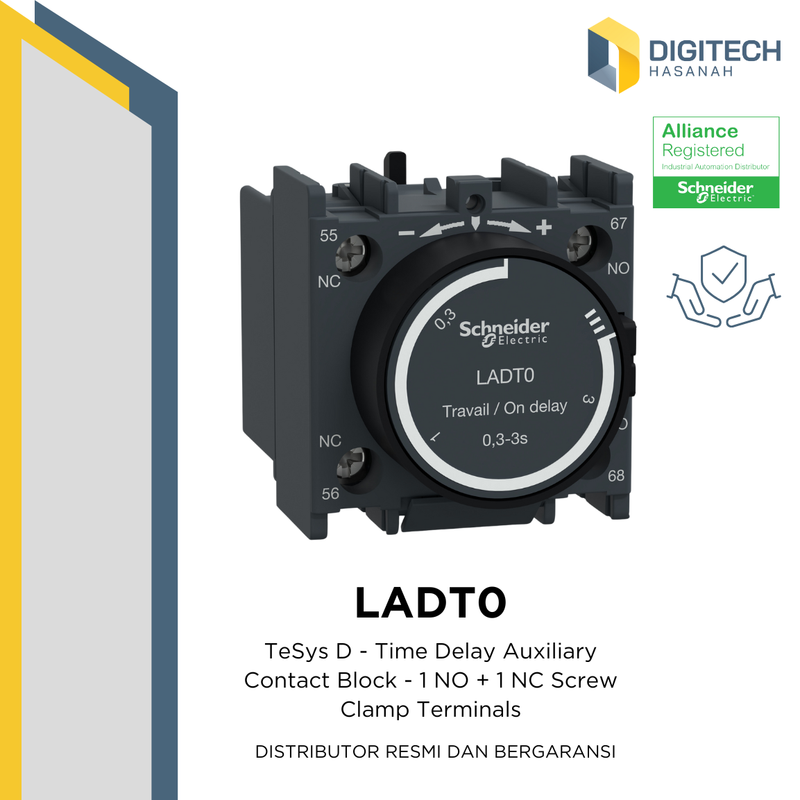 LADT0 Time Delay Auxiliary Contact Block 1 NO+1 NC Schneider Electric