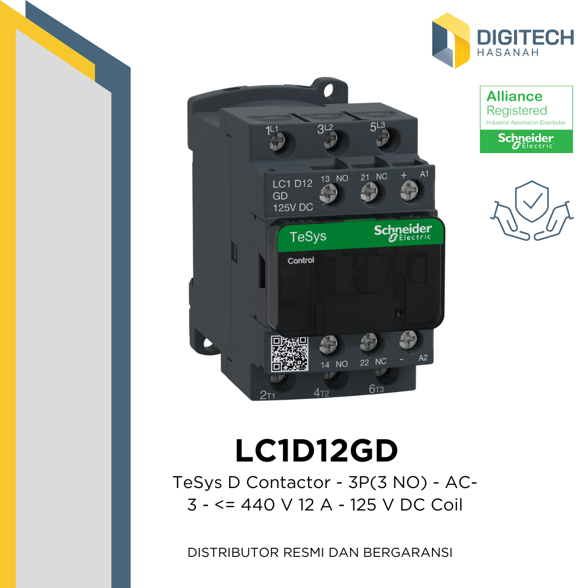 LC1D12GD Contactor 3P(3NO) 12A 125VDC Schneider Electric