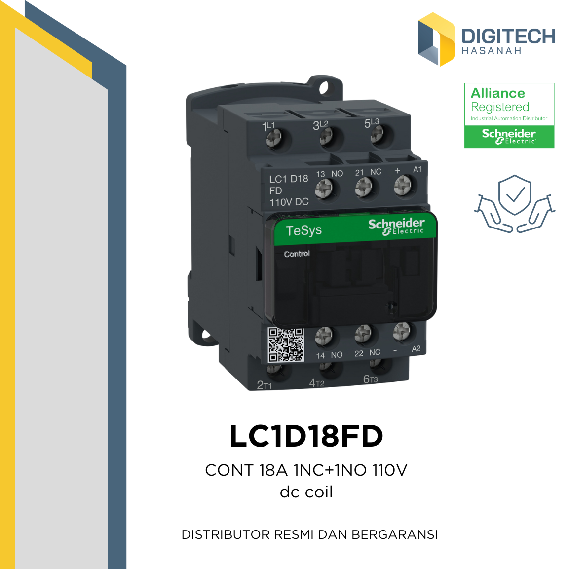 LC1D18FD Contactor 3P(3 NO) 18A 110V Schneider Electric