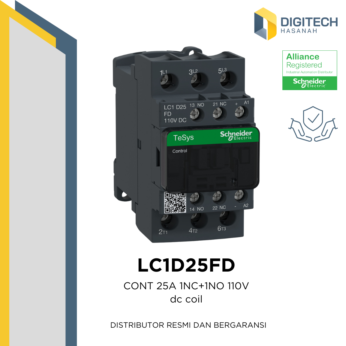 LC1D25FD Contactor 3P(3NO) 25A 110VDC Schneider Electric