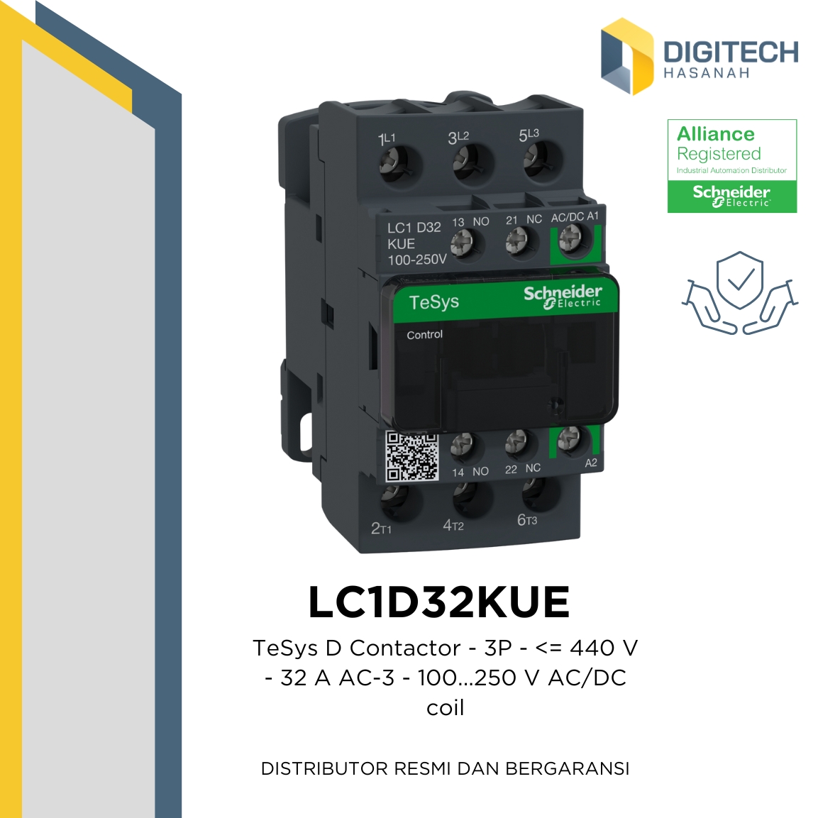 LC1D32KUE - TeSys D Contactor - 3P - <= 440 V - 32 A AC-3 - 100...250 V AC/DC coil