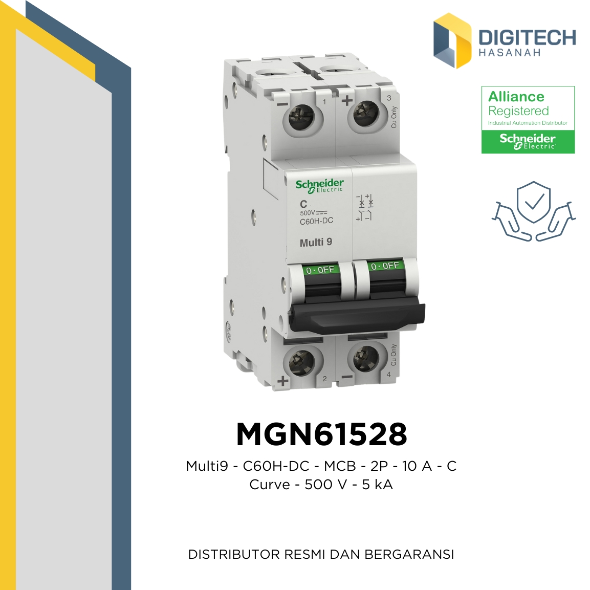 MGN61528 - Multi9 - C60H-DC - MCB - 2P - 10 A - C Curve - 500 V - 5 kA