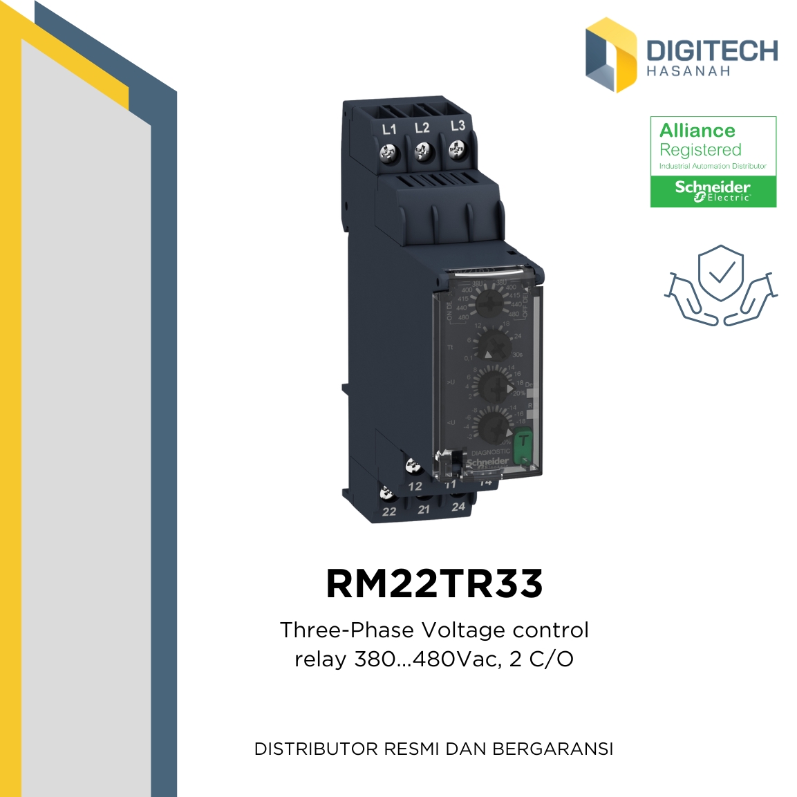 RM22TR33 Three-Phase Voltage control relay 380...480Vac, 2 C/O