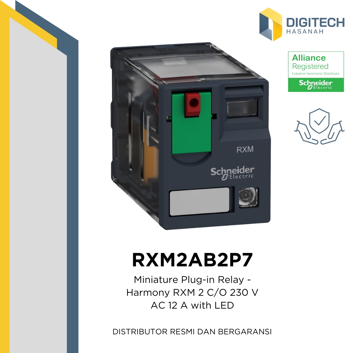 RXM2AB2P7 - Miniature Plug-in Relay - Harmony RXM 2 C/O 230 V AC 12 A with LED