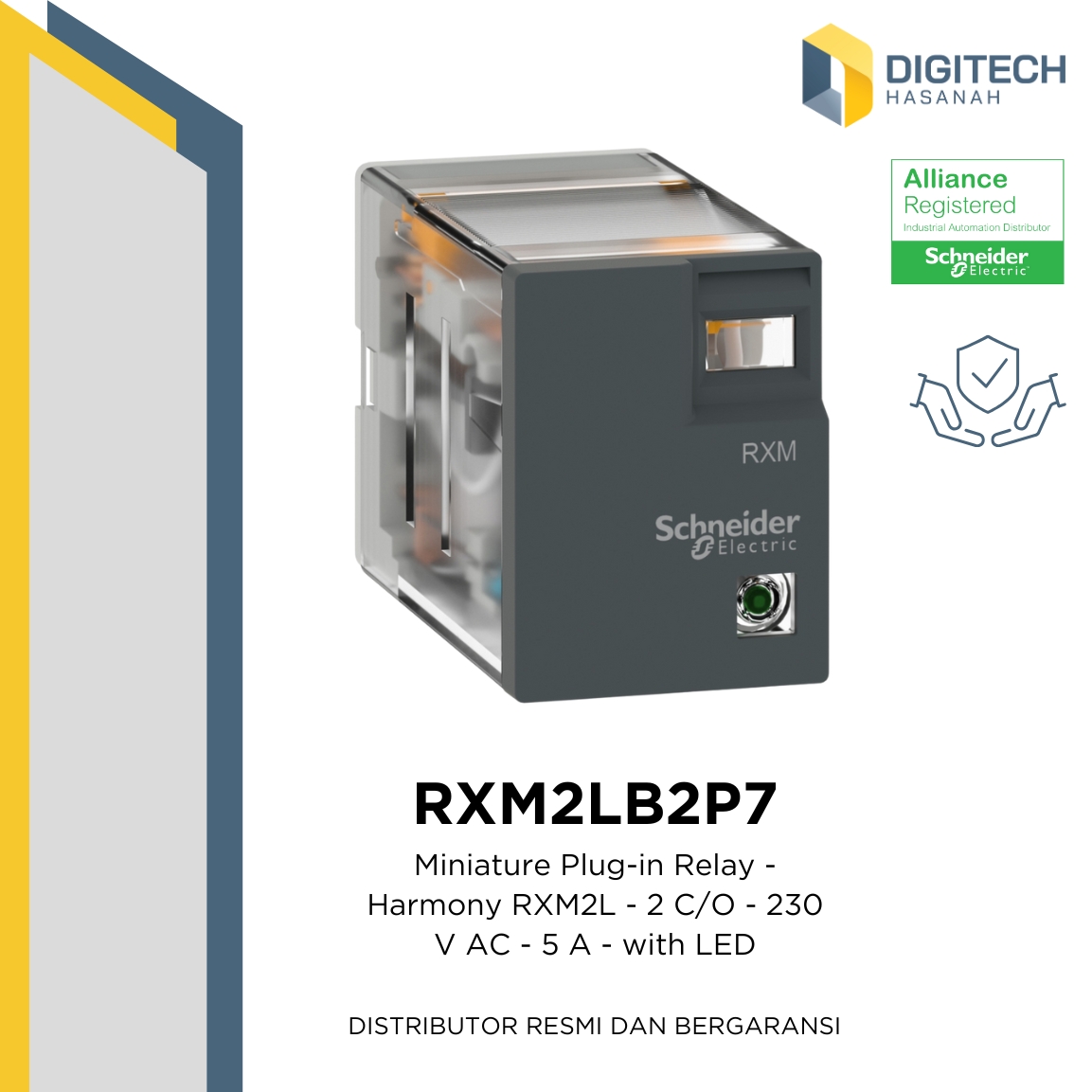 RXM2LB2P7 - Miniature Plug-in Relay - Harmony RXM2L - 2 C/O - 230 V AC - 5 A - with LED