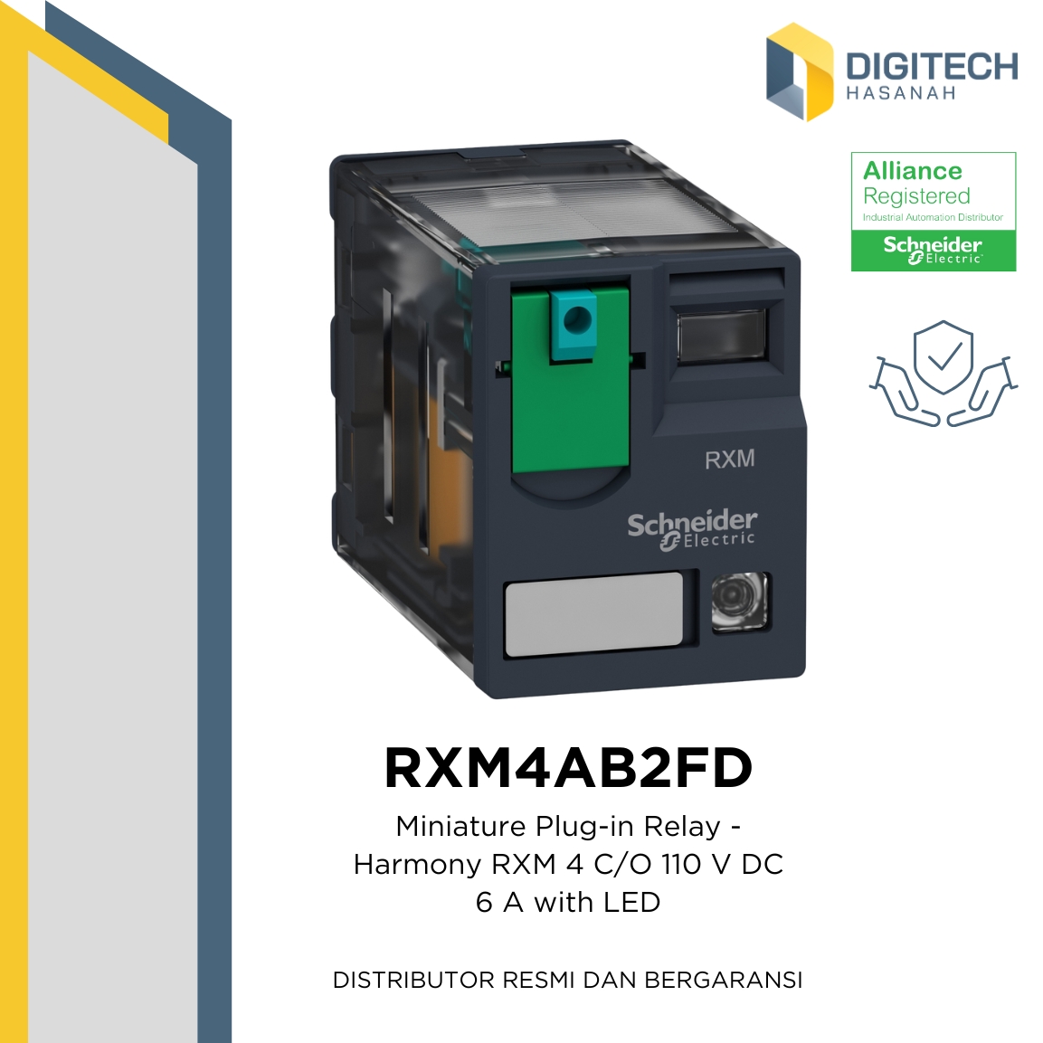 RXM4AB2FD - Miniature Plug-in Relay - Harmony RXM 4 C/O 110 V DC 6 A with LED