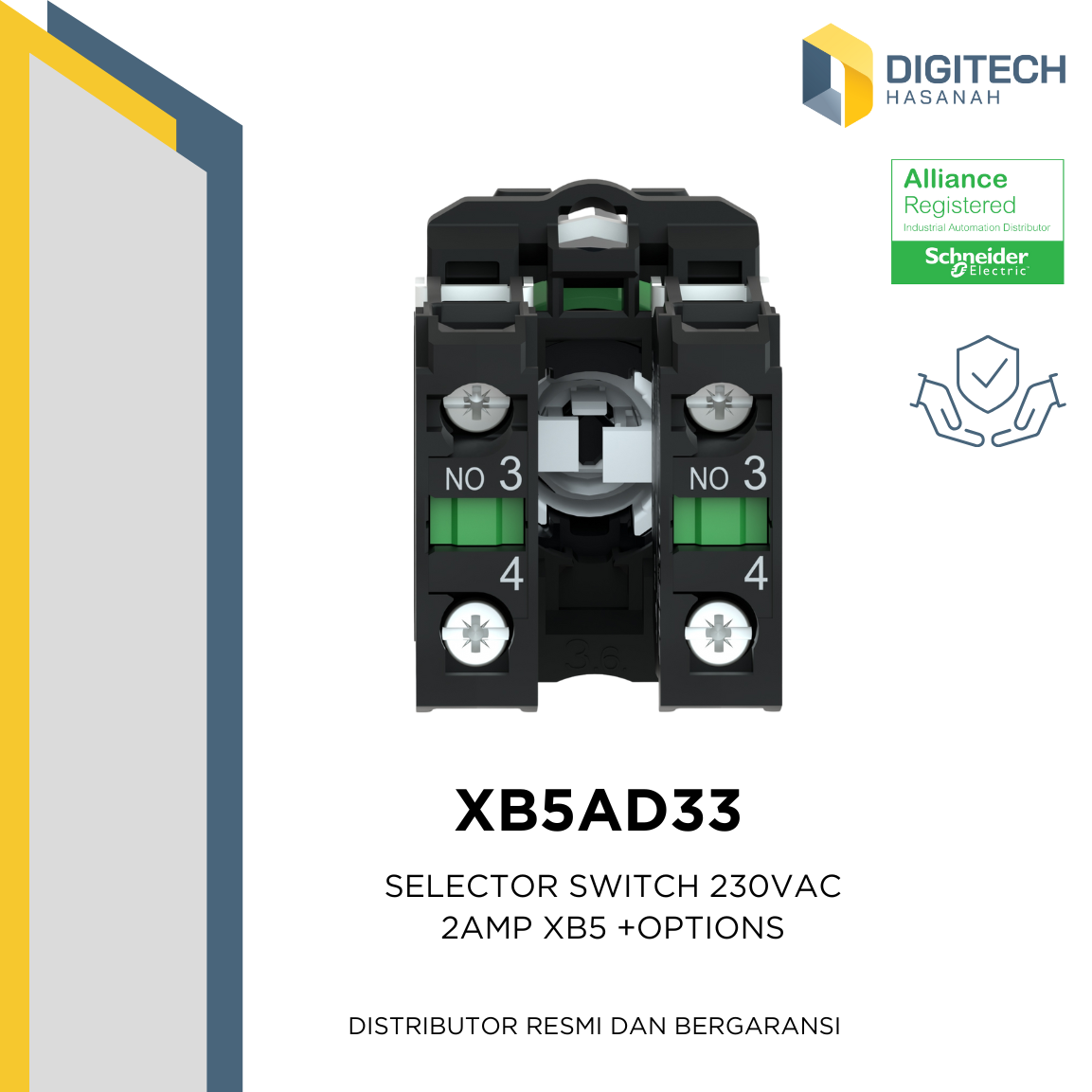 XB5AD33 SELECTOR SWITCH 230VAC 2AMP XB5 +OPTIONS