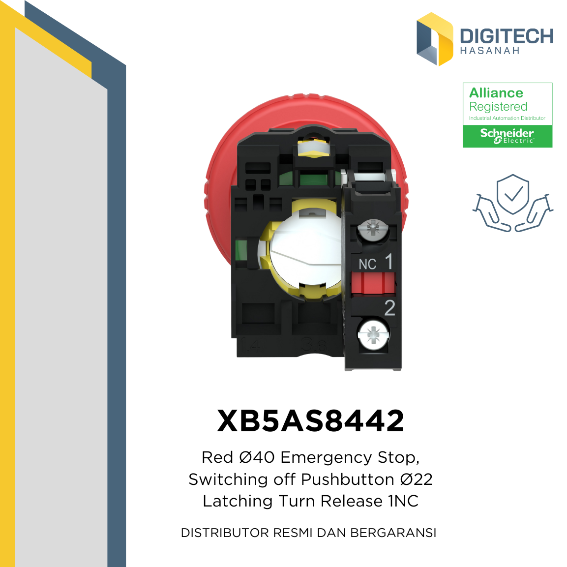 XB5AS8442 Red oslash;40 Emergency Stop, Switching Off Pushbutton oslash;22 Latching Turn Release 1NC